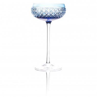 Taça de Cristal Lapidado Coupe 04 - 200ml Azul Claro