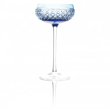 Taça de Cristal Lapidado Coupe 04 - 200ml Azul Claro