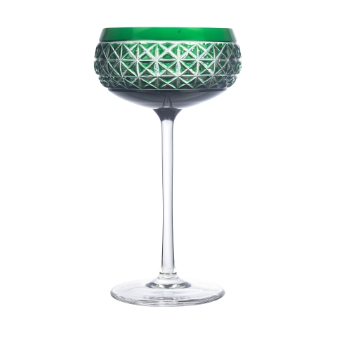 Taça de Cristal Lapidado Coupe 04 - 200ml Verde Escuro