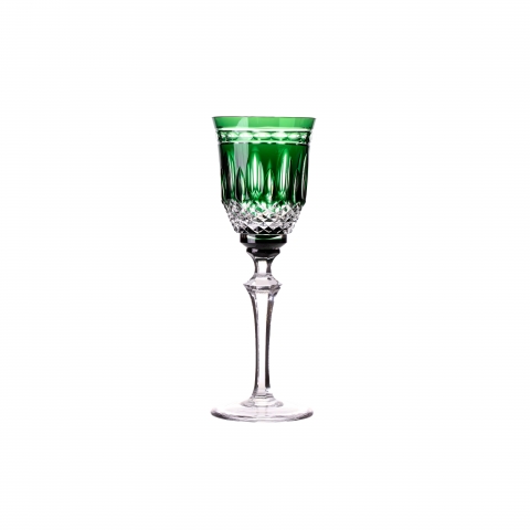 Taça Cristal Lapidado 68 Licor Verde Escuro 80ml