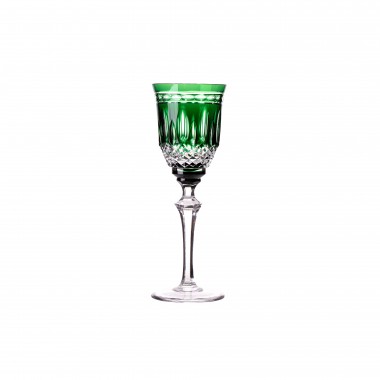 Taça Cristal Lapidado 68 Licor Verde Escuro 80ml