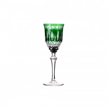 Taça Cristal Lapidado 68 Licor Verde Escuro 80ml