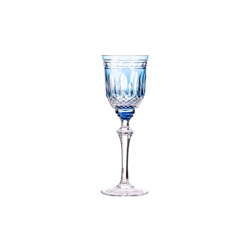 Taça Cristal Lapidado 68 Licor Azul Claro 80ml Taça Cristal Lapidado 68 Licor Azul Claro 80ml