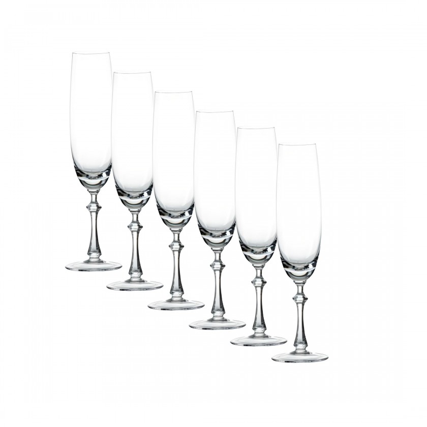 Kit 6 Taças de Cristal 24%pbo P/Champagne 250ml Kit 6 Taças de Cristal 24%pbo P/Champagne 250ml