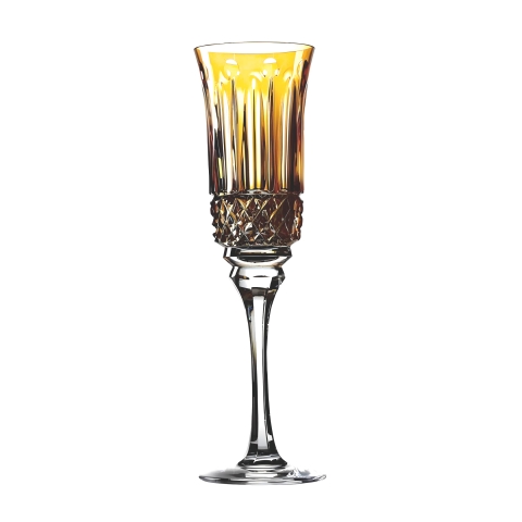Taça Cristal Lapidado 69 P/Champagne Amarelo Mozart 190ml