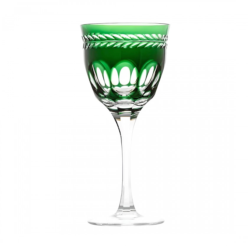 Taça Cristal Lapidado 17 P/Vinho Tinto Verde Escuro Mozart 300ml Taça Cristal Lapidado 17 P/Vinho Tinto Verde Escuro Mozart 300ml