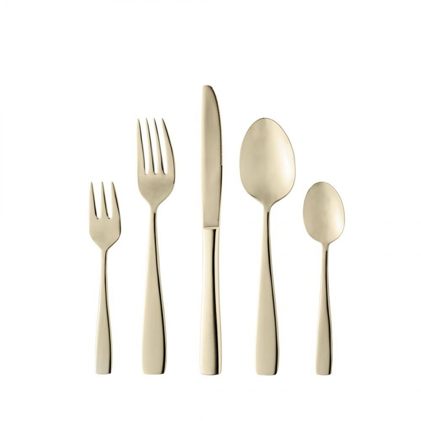 Faqueiro 30 Peças de Aço Inox Pisa Dourado Fosco Faqueiro 30 Peças de Aço Inox Pisa Dourado Fosco