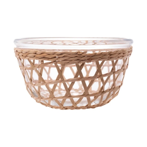 Bowl de Vidro e Fibra Natural Redondo