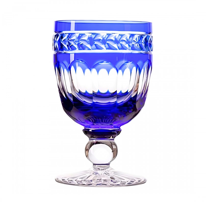 Taça Cristal Lapidado P/água Laranjeiras Mozart 450ml Azul Escuro Taça Cristal Lapidado P/água Laranjeiras Mozart 450ml Azul Escuro