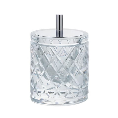 Porta Cotonete Murano Lush Cristal e Prata