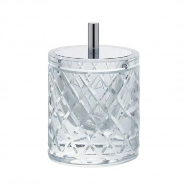 Porta Cotonete Murano Lush Cristal e Prata