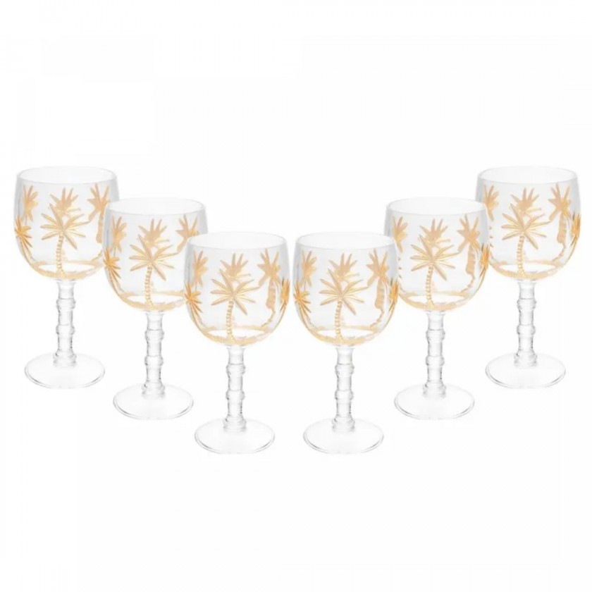 Kit 6 Taças de Acrílico Palm Gold 500ml Kit 6 Taças de Acrílico Palm Gold 500ml