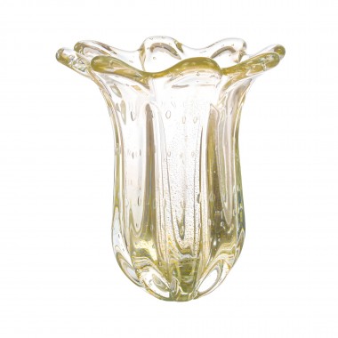 Vaso Murano Everest Cristal com Ouro 24k