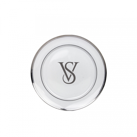 Kit 6 Pratos Sobremesa de Porcelana Monograma Personalizadas Prata