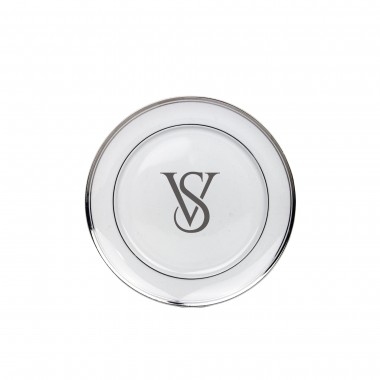 Kit 6 Pratos Sobremesa de Porcelana Monograma Personalizadas Prata
