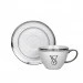 Kit 6 Xicaras e Pires de Porcelana Monograma Personalizadas Prata