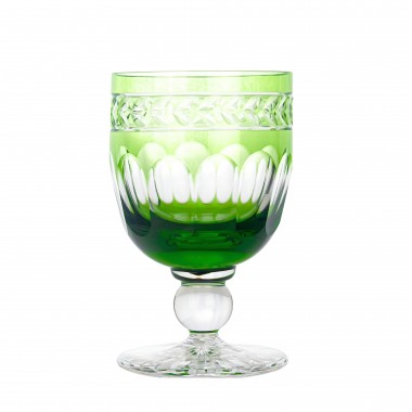 Taça Cristal Lapidado P/água Laranjeiras Mozart 450ml Verde Claro