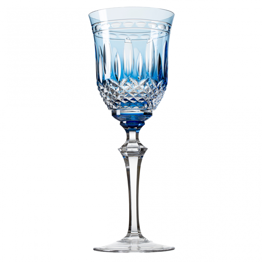 Taça Cristal Lapidado 68 P/Agua Azul Claro Mozart 350ml Taça Cristal Lapidado 68 P/Agua Azul Claro Mozart 350ml