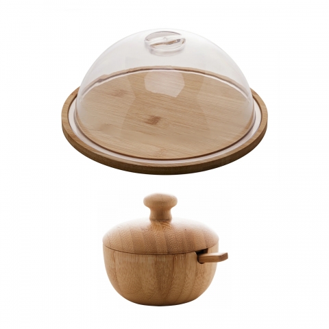 Kit 2 Pcs (açucareiro - Manteigueira) de Bambu Verona