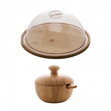 Kit 2 Pcs de Cristal(queijeira - Manteigueira) de Bambu Verona