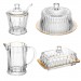 Kit 4 Pcs de Cristal(queijeira - Manteigueira - Açucareiro - Leiteira) de Cristal C/Fio Dourado Radial