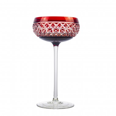Taça de Cristal Lapidado Coupe 04 - 200ml Vermelho