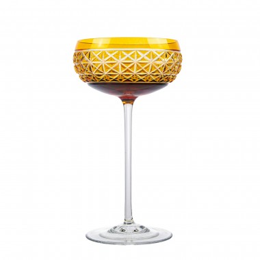 Taça de Cristal Lapidado Coupe 04 - 200ml Amarelo