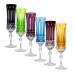Kit 6 Taças de Cristal Lapidado 69 P/Champagne Coloridas