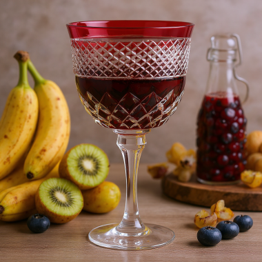 Taça Cristal Lapidado 78 P/água Vermelho