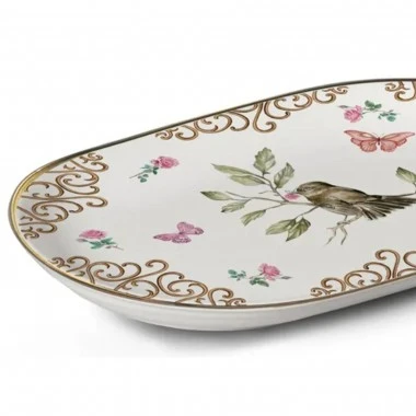 Travessa Oval Sweet Bird C/ Filete Ouro