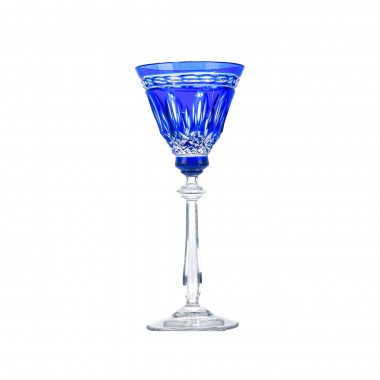 Taça de Cristal P/Licor Lapidado 68 Colombia Azul Escuro
