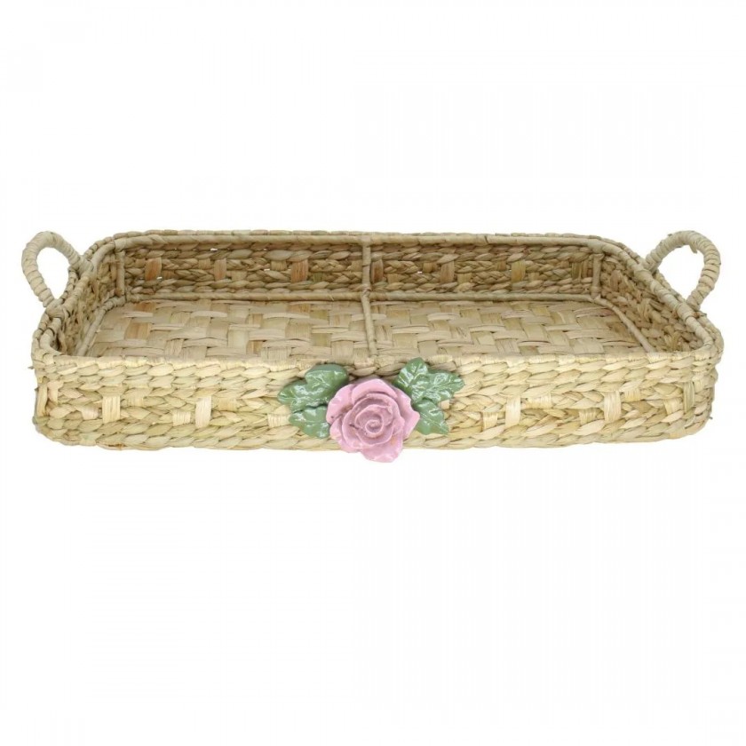 Cesta Taboa Aplique com Floral Cesta Taboa Aplique com Floral