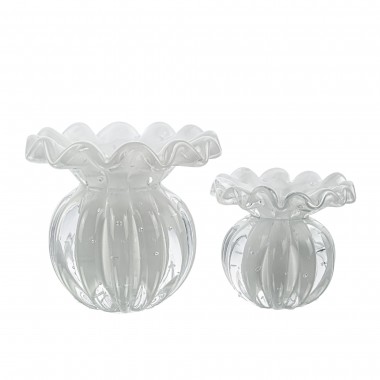 Kit 2 Vasos Murano Battlo Quartzo Perola