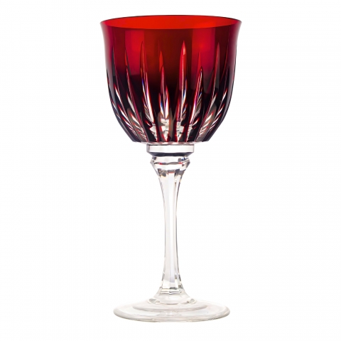 Taça de Cristal Lapidado 66 P/Agua Vermelho