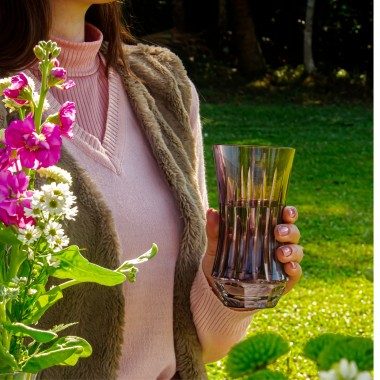 Copo Cristal Lapidado Long Drink Ametista 400ml