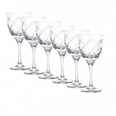 Kit 6 Taças Cristal Lapidado 33 P/Vinho Tinto Incolor 370ml
