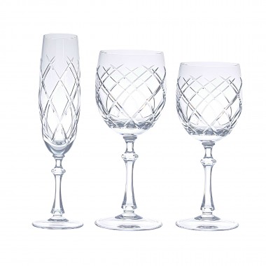 Kit 18 Taças de Cristal Lapidado 33 Incolor