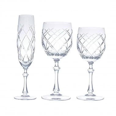 Kit 18 Taças de Cristal Lapidado 33 Incolor