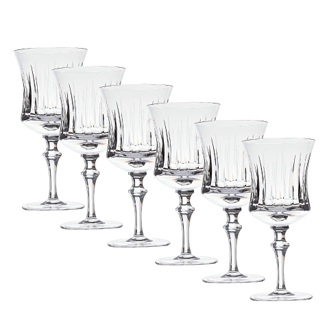 Kit 6 Taças de Cristal Lapidado P/Vinho Tinto Incolor