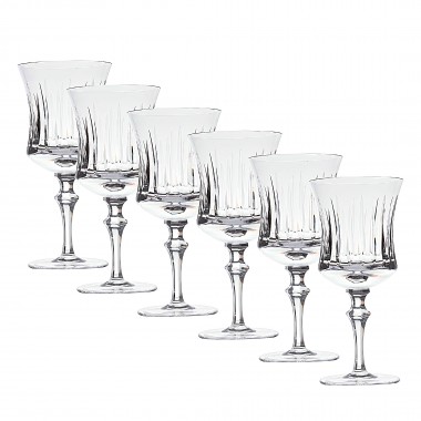 Kit 6 Taças de Cristal Lapidado P/Vinho Tinto Incolor