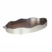 Bandeja Galeria Lisa Oval Grande Aço Inox com Fundo de Madeira St James