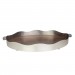 Bandeja Galeria Lisa Oval Grande Aço Inox com Fundo de Madeira St James