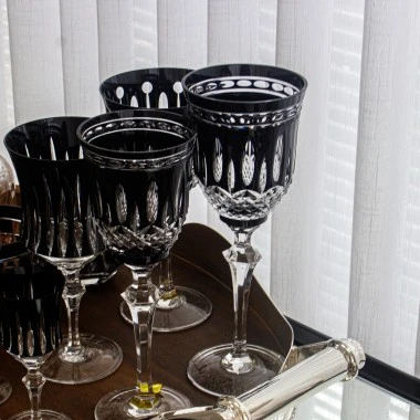 Taça Cristal Lapidado 68 P/Agua Preto Mozart 350ml