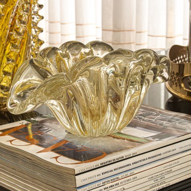 Centro de Mesa Murano Urk Cristal com Ouro 24k