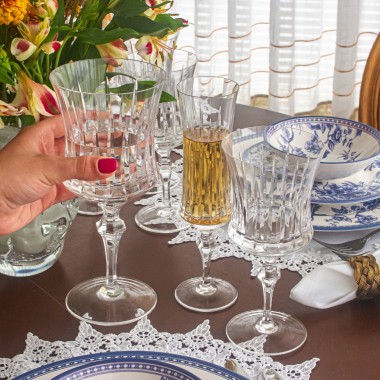 Taça Cristal Lapidado 66 P/água Incolor 360ml
