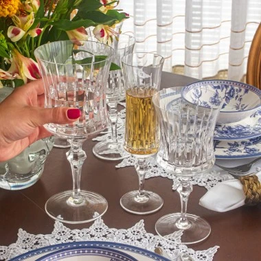 Taça Cristal Lapidado 66 P/água Incolor 360ml