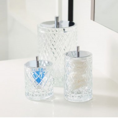 Porta Algodão Murano Lush Cristal e Prata