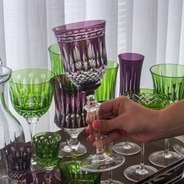 Taça Cristal Lapidado 68 P/Agua Ametista Mozart 350ml