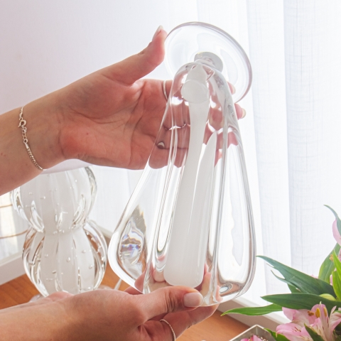 Imagem Santa Cristal Murano P Quartzo Perola