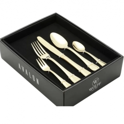 Faqueiro 30 Peças Aço Inox Avalon Dourado